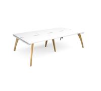 Bench Desk | 4 Person Rectangular Desks 2800mm | White Tops With White Frames | 1600mm Depth | Fuze