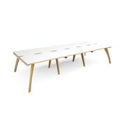 Bench Desk | 6 Person Rectangular Desks 3600mm | White/Oak Tops With White Frames | 1600mm Depth | Fuze