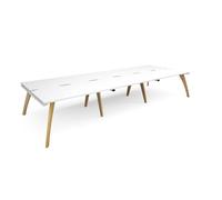 Bench Desk | 6 Person Rectangular Desks 4200mm | White Tops With White Frames | 1600mm Depth | Fuze