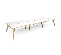 Bench Desk | 6 Person Rectangular Desks 4800mm | White/Oak Tops With White Frames | 1600mm Depth | Fuze