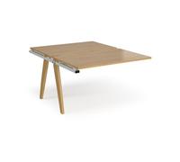 Bench Desk | Add On 2 Person Rectangular Desks 1200mm | Oak Tops With White Frames | 1600mm Depth | Fuze