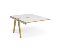Bench Desk | Add On 2 Person Rectangular Desks 1200mm | White/Oak Tops With White Frames | 1600mm Depth | Fuze