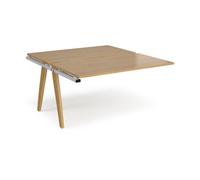 Bench Desk | Add On 2 Person Rectangular Desks 1400mm | Oak Tops With White Frames | 1600mm Depth | Fuze