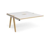 Bench Desk | Add On 2 Person Rectangular Desks 1400mm | White/Oak Tops With White Frames | 1600mm Depth | Fuze