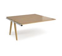 Bench Desk | Add On 2 Person Rectangular Desks 1600mm | Oak Tops With White Frames | 1600mm Depth | Fuze