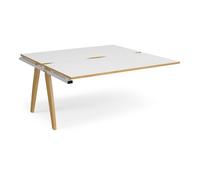 Bench Desk | Add On 2 Person Rectangular Desks 1600mm | White/Oak Tops With White Frames | 1600mm Depth | Fuze