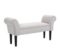 Bench Grey 102x31x51cm Flannelette Padded Wood Legs Rolled Ends 17.5cm Foam Seat