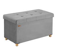 Bench grey velvet 76x38x42cm foldable with storage space