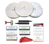 Bench Grinder Add-On Metal Polishing Buffing Kit Aluminium Alloy Brass Stainless Steel & Steel 11pc 6" x 1/2" Wheels