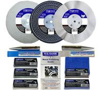 Bench Grinder Aluminium Alloy Brass Steel Metal Polishing Kit 8" x 1" 11pc