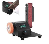 Bench Grinder - Electric Belt Sander, 350W Mini Sanding Machine | Compact Workshop Tool Adjustable Speed Stable Anti Slip Base Portable Design Includes 10 Sanding Belts Precision Grinding and Polis