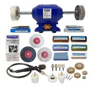 Bench Grinder Metal Polisher 6" 250W with 4" Deluxe Metal Polishing Kit Pro-Max