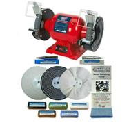 Bench Grinder Metal Polisher 6" 370W with Pro-Max 6" Metal Polishing Kit