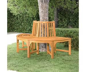 Bench HalfRound Solid Eucalyptus Outdoor Natural 160x80x45cm Vintage Garden Seat