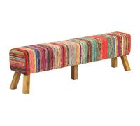 Bench Hallway Multicolour Chindi Fabric and Solid Wood Mango vidaXL