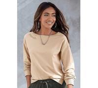 Bench. Loungewear Boat Neck Basic Sweatshirt Beige