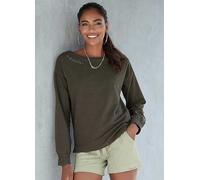 Bench. Loungewear Boat Neck Basic Sweatshirt Dark Green