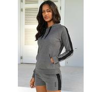 Bench. Loungewear Raglan Sleeve Stripe Hoodie Anthracite