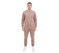 Bench Men’s Tracksuit 2 Piece Set - Long Sleeve Crewneck Fleece Sweatshirt & Jogger Sweatpants with Drawstring Casual Gym Activewear Loungewear Outfit, Fleece Lined Track Suit for Men Taupe M