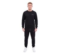 Bench Men’s Tracksuit 2 Piece Set - Long Sleeve Crewneck Fleece Sweatshirt & Jogger Sweatpants with Drawstring Casual Gym Activewear Loungewear Outfit, Fleece Lined Track Suit for Men Black S