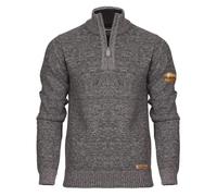 Bench Mens 1/4 Zip Jumper Fleece Lined Warm Winter Pullover Funnel Neck Premium Quarter Zip Sweater Knitwear Grey Marl M