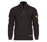 Bench Mens 1/4 Zip Jumper Fleece Lined Warm Winter Pullover Funnel Neck Premium Quarter Zip Sweater Knitwear Black Charcoal Marl S