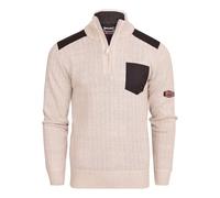 Bench Mens 1/4 Zip Jumper Fleece Lined Warm Winter Pullover Funnel Neck Premium Quarter Zip Sweater Knitwear Ecru Marl XL