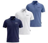 Bench. Men's 100% Cotton Polo Shirt 3-Pack 2-Pack - Premium Pique Short Sleeve Casual Shirt Bundle, Three Button Placket, Embroidered Logo, Smart Regular Fit - Navy, Blue, White