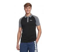 Bench Men's 100% Cotton Polo Shirt - Raglan Short Sleeve Golf Shirt, Casual Two-Tone Mens Polo T-Shirt, Athletic Fit Activewear Top Black XL
