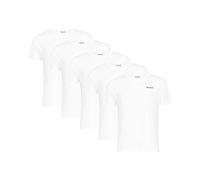 Bench Mens 5 Pack All White T Shirts, Cotton Crew Neck Multipack Tee Plain Blank Tee with Chest Logo Classic Fit Assorted Everyday t Shirts for Men White XL