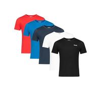Bench Mens 5 Pack Assorted T Shirts Cotton Crew Neck Multipack Plain Blank Tee with Chest Logo Classic Fit Everyday t Shirts for Men Black White Blue Navy Red Colours Black, Blue, Navy, Red, White M
