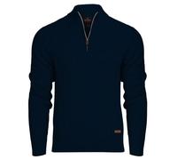 Bench Mens Designer 1/4 Zip Cable Knit Jumper Quarter Zip Pullover Cotton Blend Warm Winter Sweater. Quality Knitted Knitwear Navy L