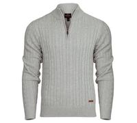Bench Mens Designer 1/4 Zip Cable Knit Jumper Quarter Zip Pullover Cotton Blend Warm Winter Sweater. Quality Knitted Knitwear Ecru Marl XXL