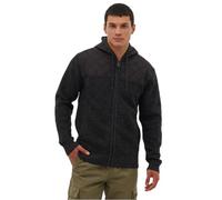 Bench Mens Designer Full Zip Jumper Polar Fleece Lined Zip Up Hooded Sweater Side Pockets Warm Winter Jumper Drawcord Hood Diamond Quilted Knitwear Black XL