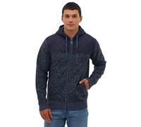 Bench Mens Designer Full Zip Jumper Polar Fleece Lined Zip Up Hooded Sweater Side Pockets Warm Winter Jumper Drawcord Hood Diamond Quilted Knitwear Blue Marl L