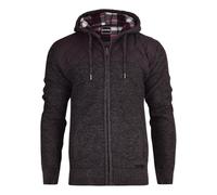 Bench Mens Designer Full Zip Jumper Polar Fleece Lined Zip Up Hooded Sweater Side Pockets Warm Winter Jumper Drawcord Hood Diamond Quilted Knitwear Black S