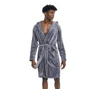 Bench Mens Estrada Hooded Fleece Robe Dressing Gown - Steel Grey - S/M