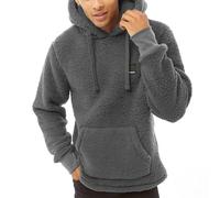 Bench Mens Jerry Borg Pullover Teddy Bear Fleece Hoodie - Charcoal - L