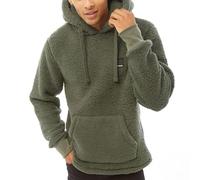 Bench Mens Jerry Borg Pullover Teddy Bear Fleece Hoodie - Khaki - L