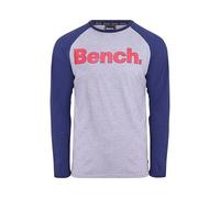 Bench Men's Long-Sleeved Raglan T-Shirt with Graphic Logo Crew Neckline Casual Smart Shirts Long Sleeve T Shirt Mens Gym Tshirt & Active Wear Full Sleeve Designer Tops & Running Tees Navy/Grey L
