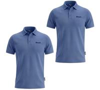 Bench Men's Polo Shirt 2-Pack - Premium Pique Short Sleeve Casual Shirt Bundle - Blue & Blue - Three Button Placket, Embroidered Logo, Smart Regular Fit - 100% Cotton
