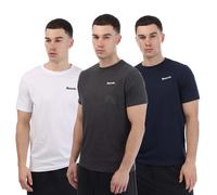 Bench Mens Somerset Logo 3 Pack T-Shirts in Navy White Grey Cotton - Size Medium