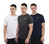 Bench Mens Somerset Logo T-Shirt (Pack of 3) - Navy/White/Grey - S - Navy/White/Grey