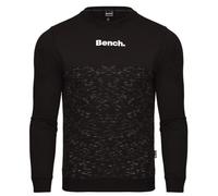 Bench Original Mens Crew Neck Round Neck Logo Branded Sweatshirt Raglan Jumper Black Sweat Top Pullover Black S