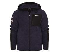 Bench Original Mens Full Zip Soft Fleece Zip Thru Borg Sherpa Jacket Sweatshirt Hood Jumper Zip Pockets Padded Warm Teddy Fleece Windproof Hooded Outdoor Coat Fully Lined Navy Marl M