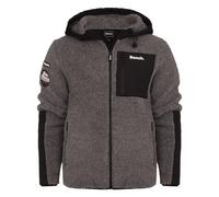 Bench Original Mens Full Zip Soft Fleece Zip Thru Borg Sherpa Jacket Sweatshirt Hood Jumper Zip Pockets Padded Warm Teddy Fleece Windproof Hooded Outdoor Coat Fully Lined Grey Marl L