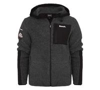 Bench Original Mens Full Zip Soft Fleece Zip Thru Borg Sherpa Jacket Sweatshirt Hood Jumper Zip Pockets Padded Warm Teddy Fleece Windproof Hooded Outdoor Coat Fully Lined Black Marl L