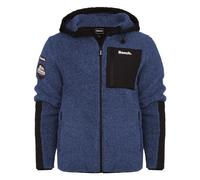 Bench Original Mens Full Zip Soft Fleece Zip Thru Borg Sherpa Jacket Sweatshirt Hood Jumper Zip Pockets Padded Warm Teddy Fleece Windproof Hooded Outdoor Coat Fully Lined Blue Marl L