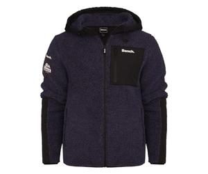 Bench Original Mens Full Zip Soft Fleece Zip Thru Borg Sherpa Jacket Sweatshirt Hood Jumper Zip Pockets Padded Warm Teddy Fleece Windproof Hooded Outdoor Coat Fully Lined
