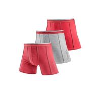 Bench Pack of 3 Long Boxers Burgundy/grey Marl/red